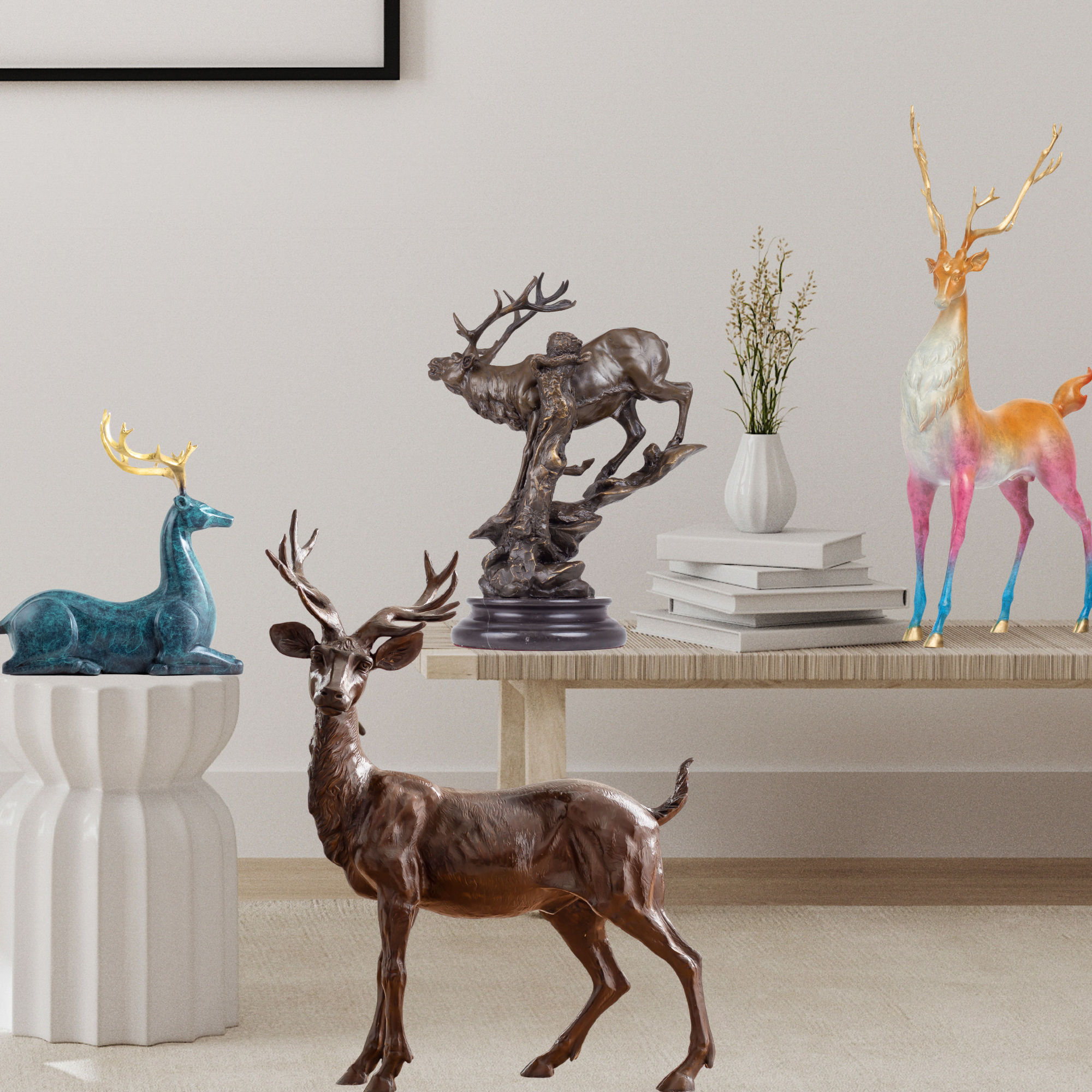 Bronze Deer & Elk Statues | Wildlife Garden & Estate Sculptures