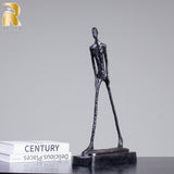 45cm Giacometti Sculpture Bronze Statue Real Bronze Casting Walking Man Figure Sculpture for Home Office Decor Ornament Gifts