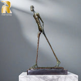 45cm Giacometti Sculpture Bronze Statue Real Bronze Casting Walking Man Figure Sculpture for Home Office Decor Ornament Gifts