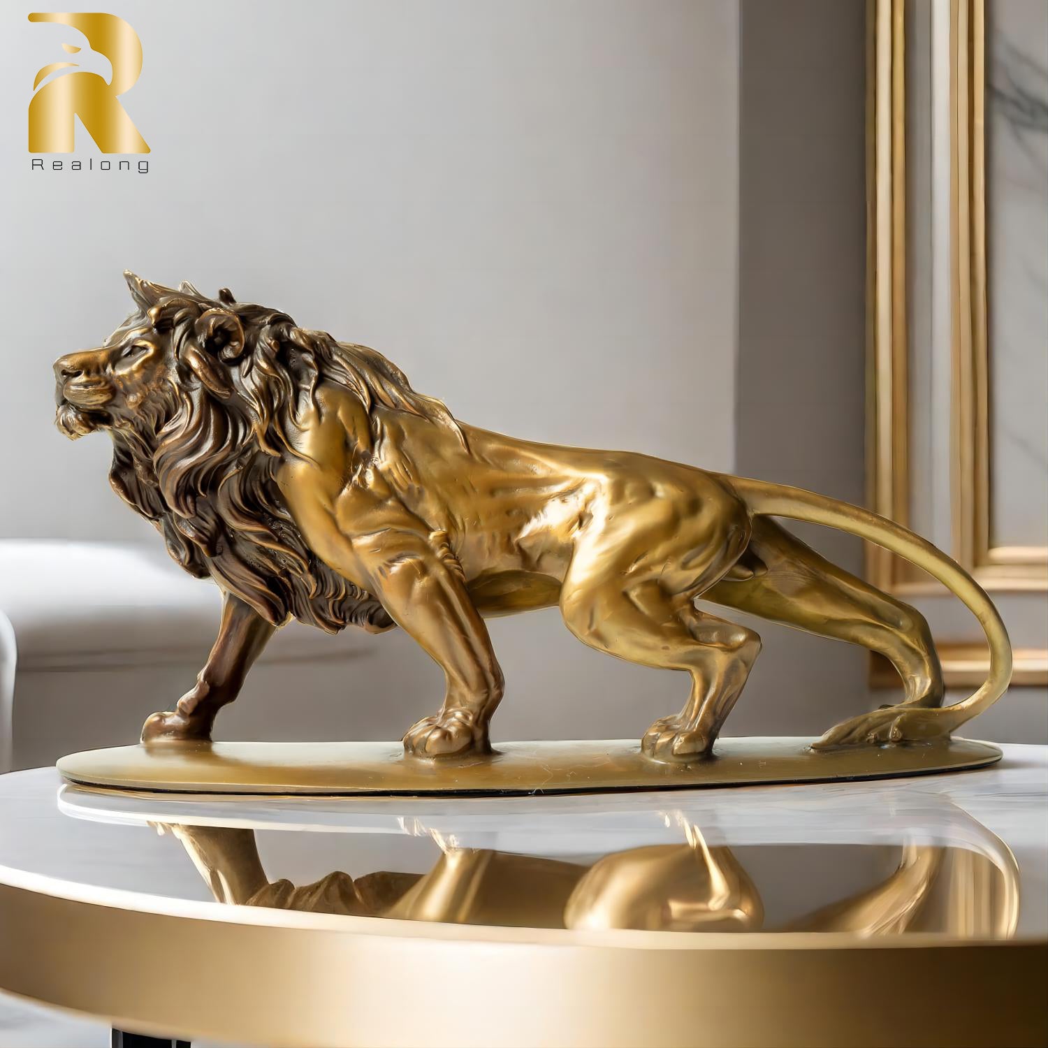 Bronze Lion Statue Casting Bronze Lion Sculpture Exquisite Art Crafts For Home Office Decoration Luxury Ornament Tasteful Gifts