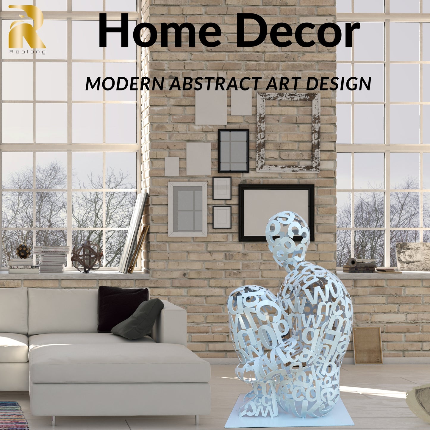 19.6'' High White Painted Stainless Steel Abstract Figure Sculpture 'Ainsa III' -Jaume Plensa,Handcrafted Laser Engraved Figure Formed by Letters from Nine Different International Alphabets, Exhibiting Exceptional Artistic Value