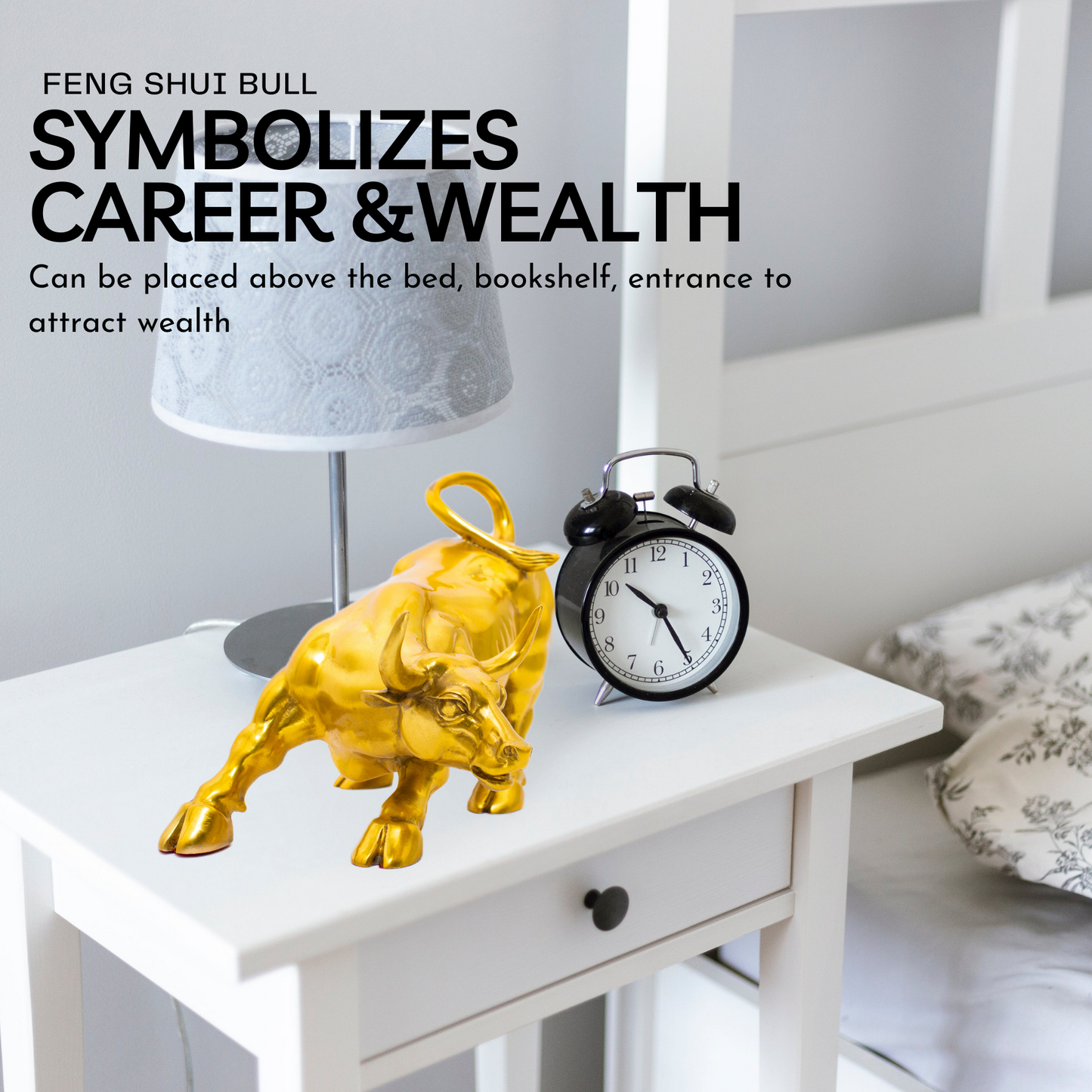 21cm Brass Gold Bull Figurine -Wall Street Bull Art Decor,Bull/Cow/Ox Figure Statues and Sculptures Home Office Decor