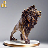 Bronze Lion Statue Luxury Bronze Lion Sculptures Handmade Casting Animal Figures For Home Indoor Decor Ornament Gifts Crafts