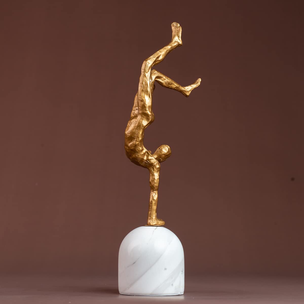 R REALONG 15.3'' Golden Metal Gymnastics Sculpture Sports Statue for Collection and Gift