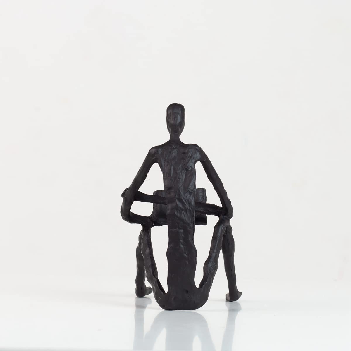 R REALONG Black Metal Abstract Figure Sculpture Sitting and Leisure Reading Ornament Gifts