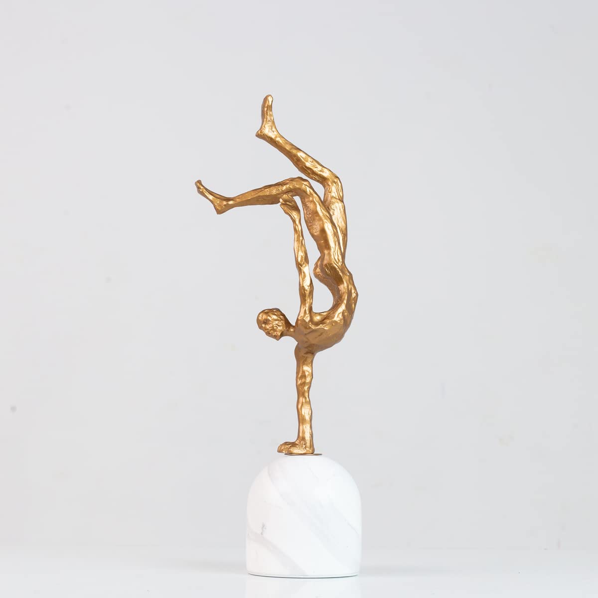R REALONG 15.3'' Golden Metal Gymnastics Sculpture Sports Statue for Collection and Gift