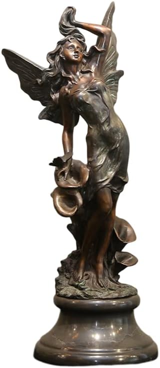 22" Angel Bronze Sculpture – Handmade Greek Goddess Statue, Antique-Style Bronze Figurine for Home, Garden, Office Decor & Collectible Gift