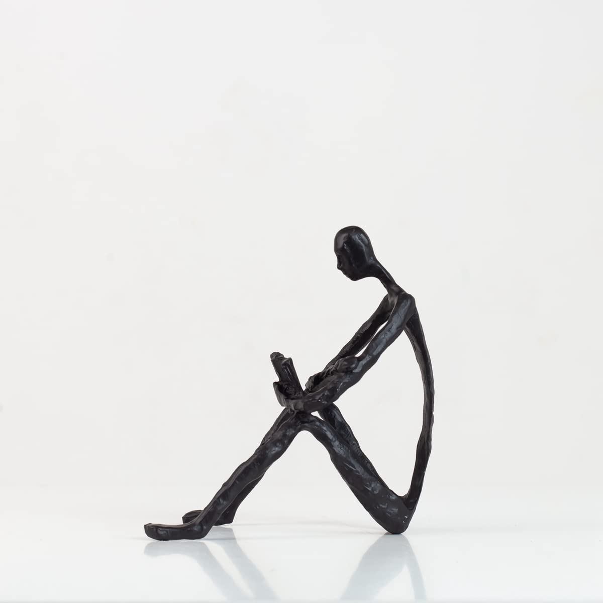R REALONG Black Metal Abstract Figure Sculpture Sitting and Leisure Reading Ornament Gifts