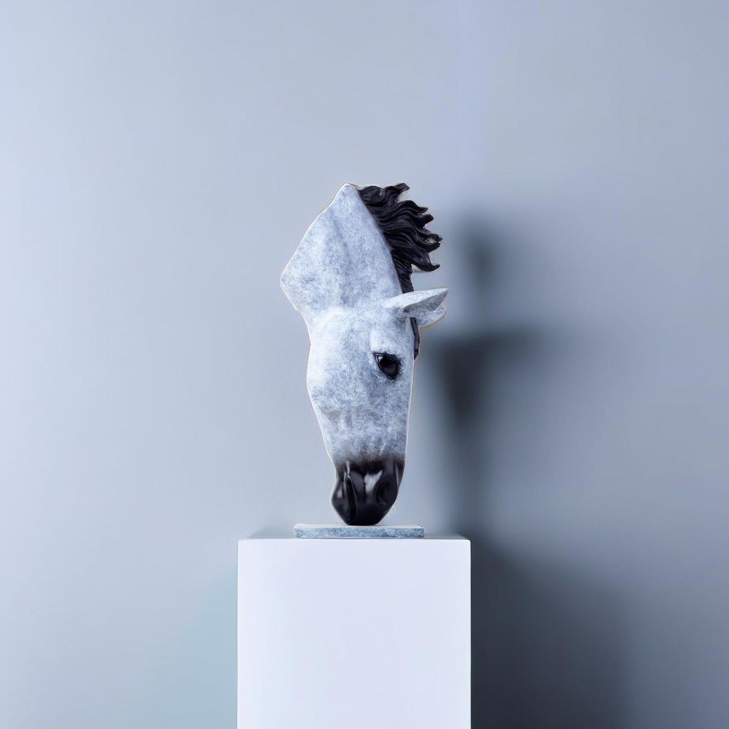 R REALONG Bronze Horse Bust Statue Sculptures, Horse Head Sculptures, and Horse Bust Art Casting with 100% Bronze with Natural Marble Base, Large Modern Intddor/Outdoor Sculpture Decorative Crafts