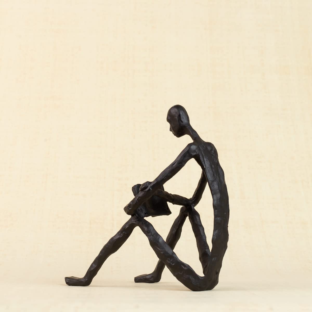 R REALONG Black Metal Abstract Figure Sculpture Sitting and Leisure Reading Ornament Gifts
