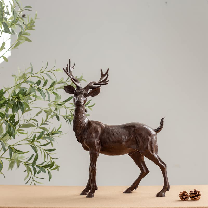 Wildlife Art 22 Inch Tall Bronze Stag Sculpture Deer Figurine Statue for Your Desk Home Decor