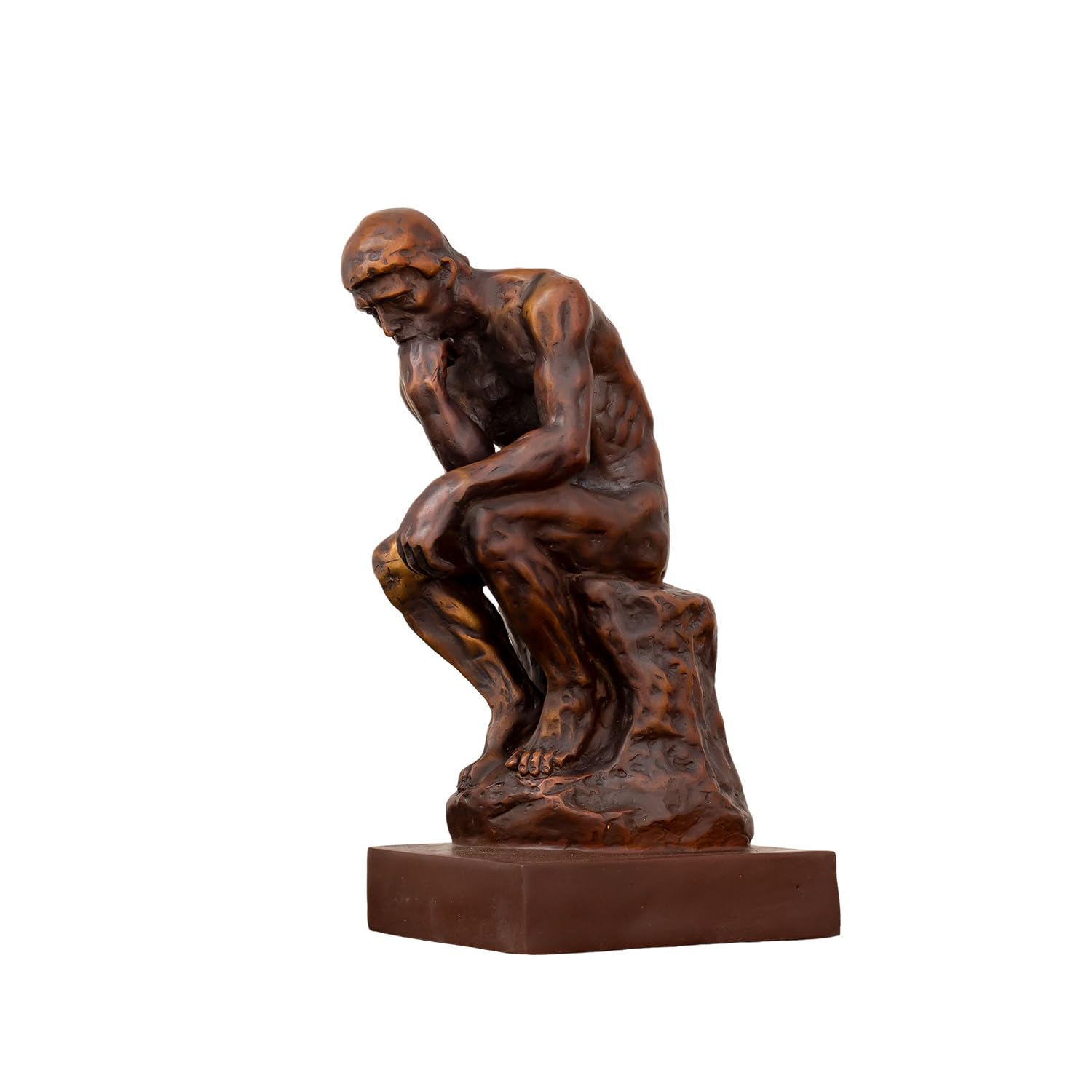 Solid Bronze Rodin The Thinker Statue - 9.5" Handcrafted Classical Bronze Thinker Sculpture - 5.4lbs Heavyweight Male Athlete Figurine - Luxury Home Office Desktop Art Decor & Philosophical Gift