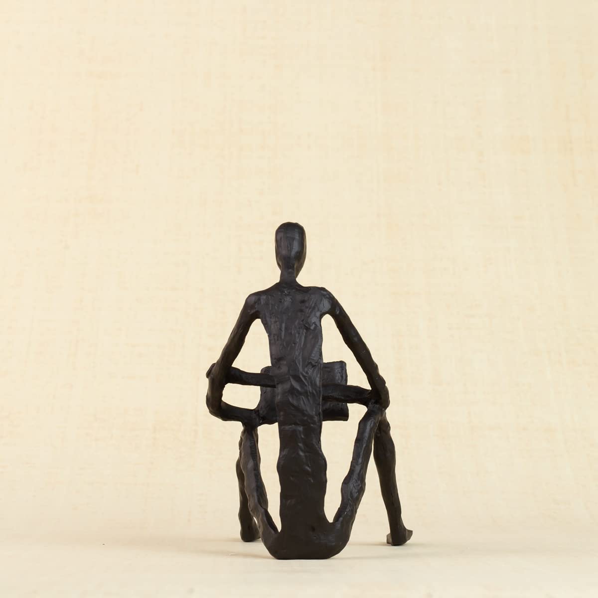 R REALONG Black Metal Abstract Figure Sculpture Sitting and Leisure Reading Ornament Gifts