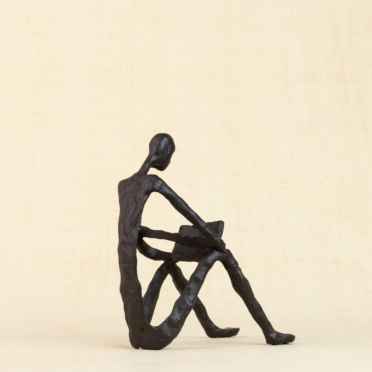 R REALONG Black Metal Abstract Figure Sculpture Sitting and Leisure Reading Ornament Gifts