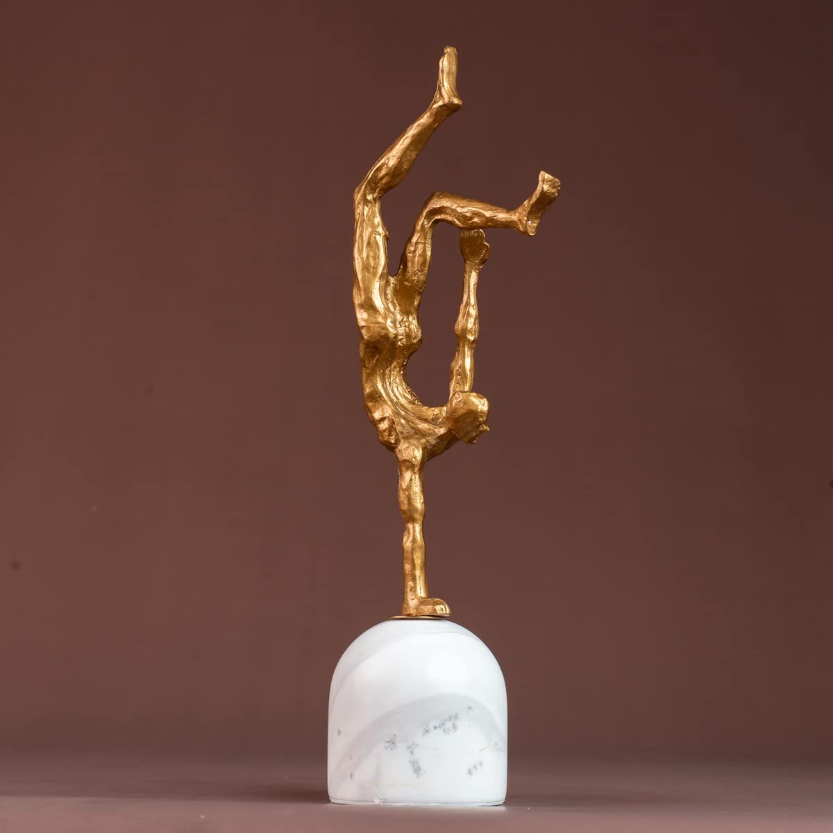 R REALONG 15.3'' Golden Metal Gymnastics Sculpture Sports Statue for Collection and Gift