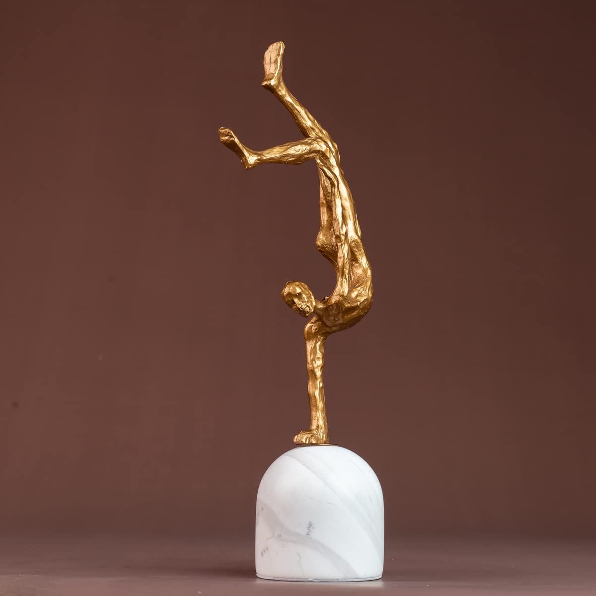 R REALONG 15.3'' Golden Metal Gymnastics Sculpture Sports Statue for Collection and Gift