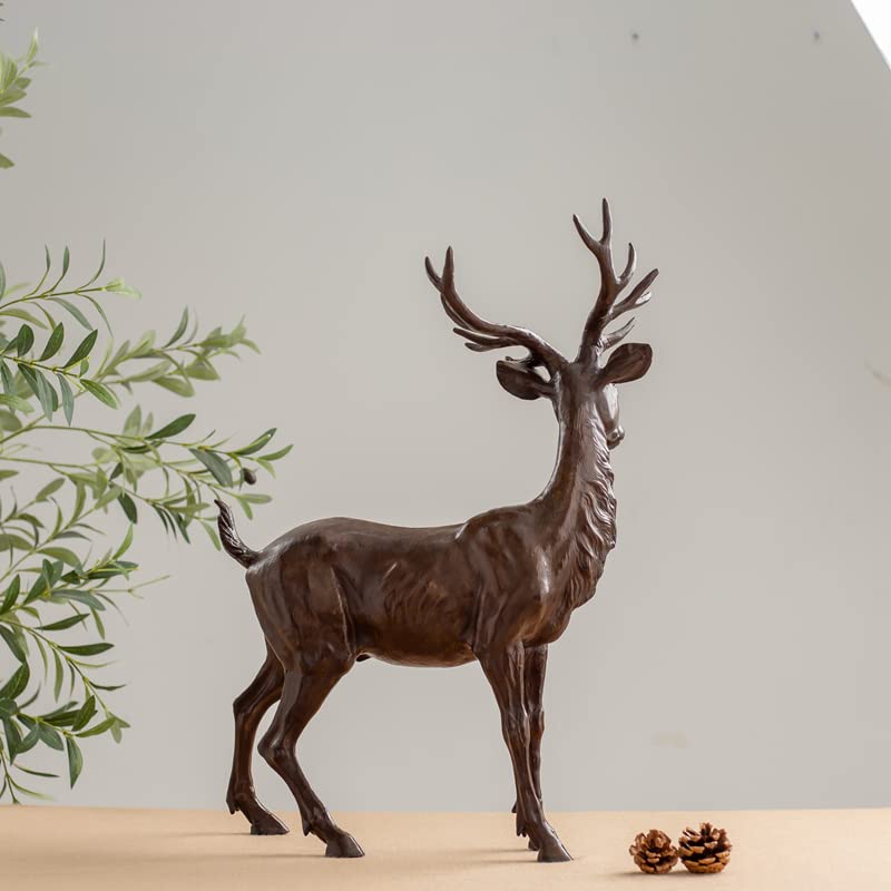 Wildlife Art 22 Inch Tall Bronze Stag Sculpture Deer Figurine Statue for Your Desk Home Decor