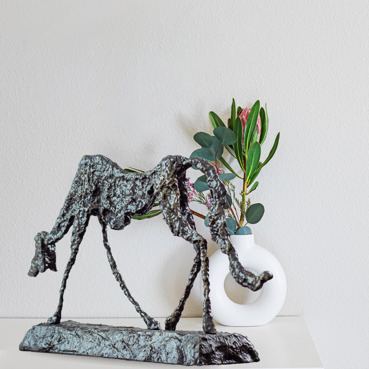 Alberto Giacometti Inspired Bronze Dog Sculpture – Abstract Modern Art Animal Statue for Home & Office Decor