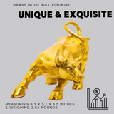 21cm Brass Gold Bull Figurine -Wall Street Bull Art Decor,Bull/Cow/Ox Figure Statues and Sculptures Home Office Decor
