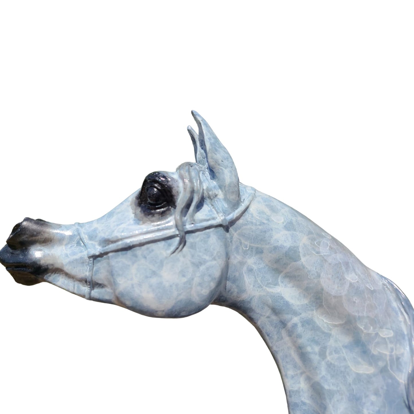 15 in White Bronze Arabian Horse Head Sculpture – Handmade Patina Equestrian Art Bust with Unique Texture , Pure Bronze Horse Statue for Luxury Decor, Gallery & Collectors