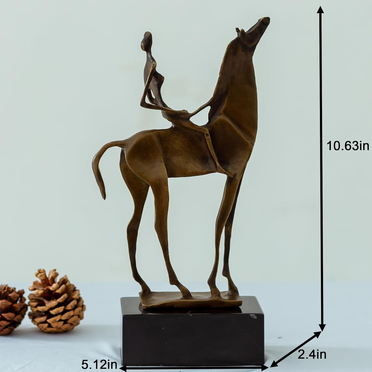 Bronze Nude Female Sculpture Woman on Horseback-Salvador Dali,11" Abstract Modern Rider Bronze Statues and Sculptures for Home Office Decor