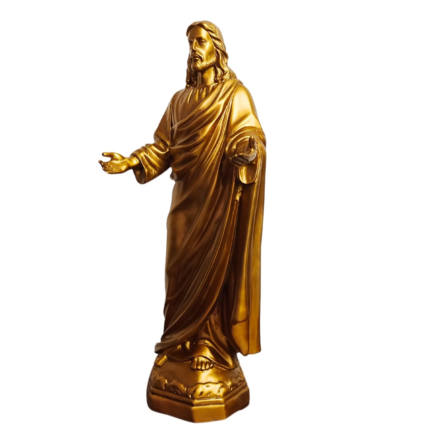 Golden Bronze Jesus Christ Statue - 10.6 Inch Religious Sculpture | Handcrafted Christian Decor for Home, Church, and Office | 3.3 LB Weight