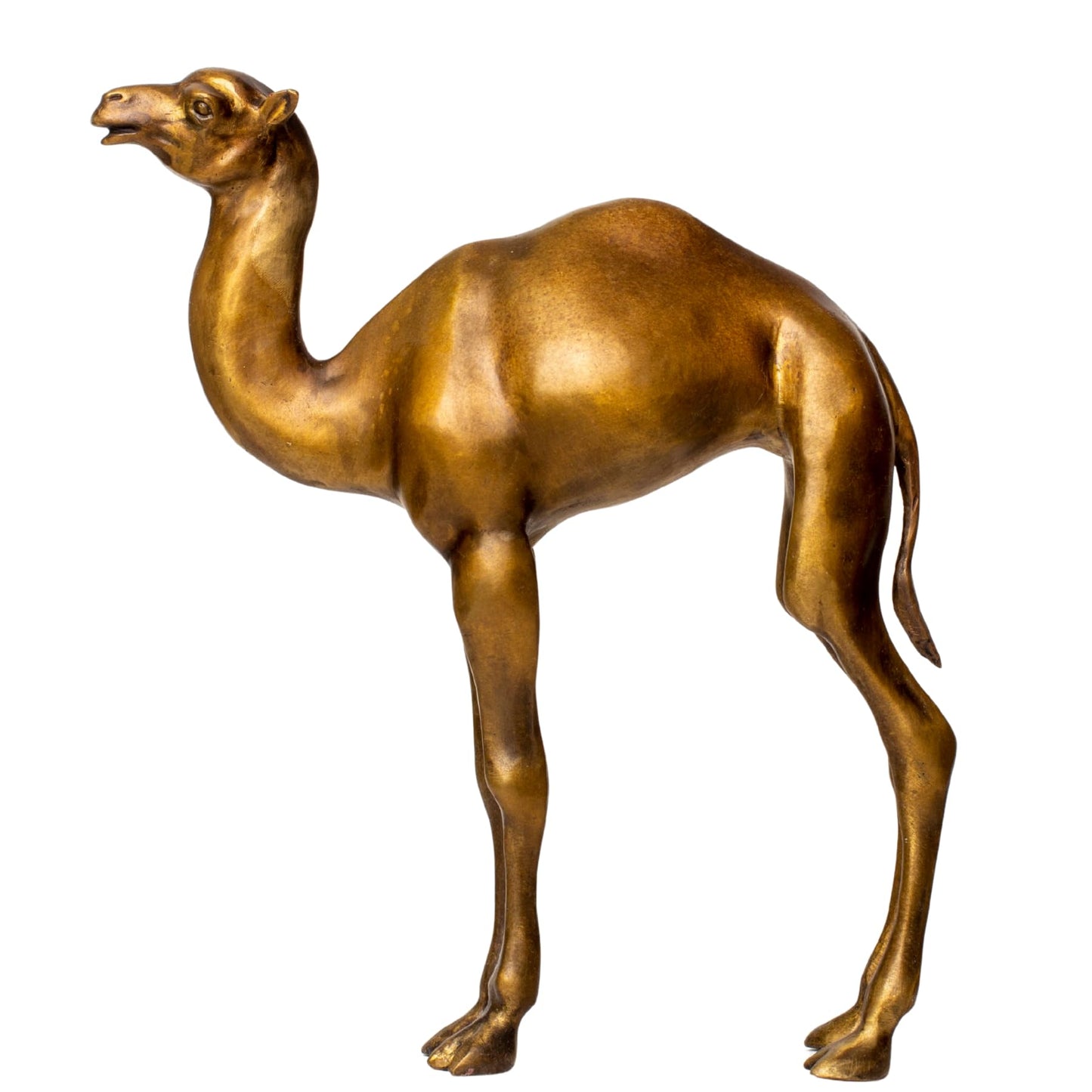 Bronze Camel Sculpture, Solid Brass Desert Animal Statue Art Collectible, Hand-Crafted Lost-Wax Camel Figurine for Gift Home or Office Decor