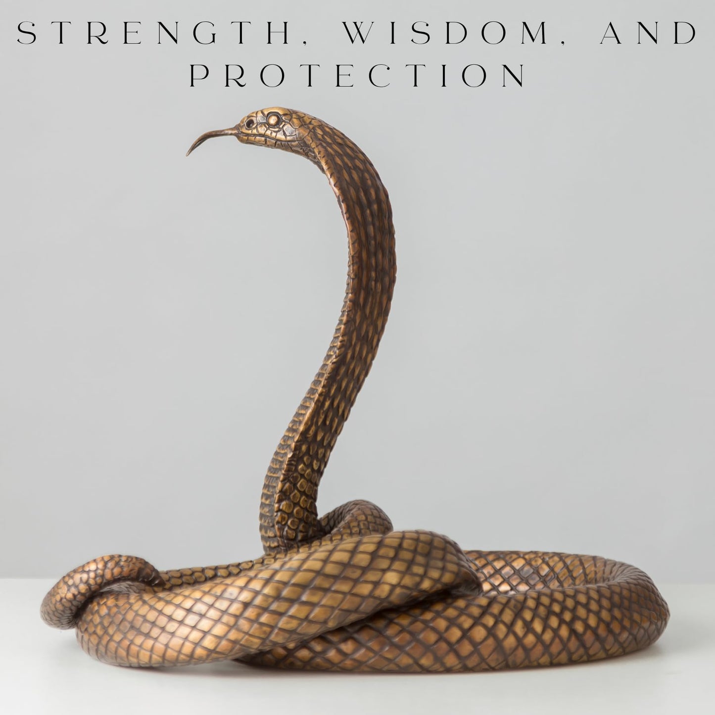 Bronze King Cobra Sculpture – 13.4" Handmade Solid Bronze Snake Statue with Striking Patina Finish – Lifelike Serpent Figurine for Home, Office, and Art Collectors – 22 lbs