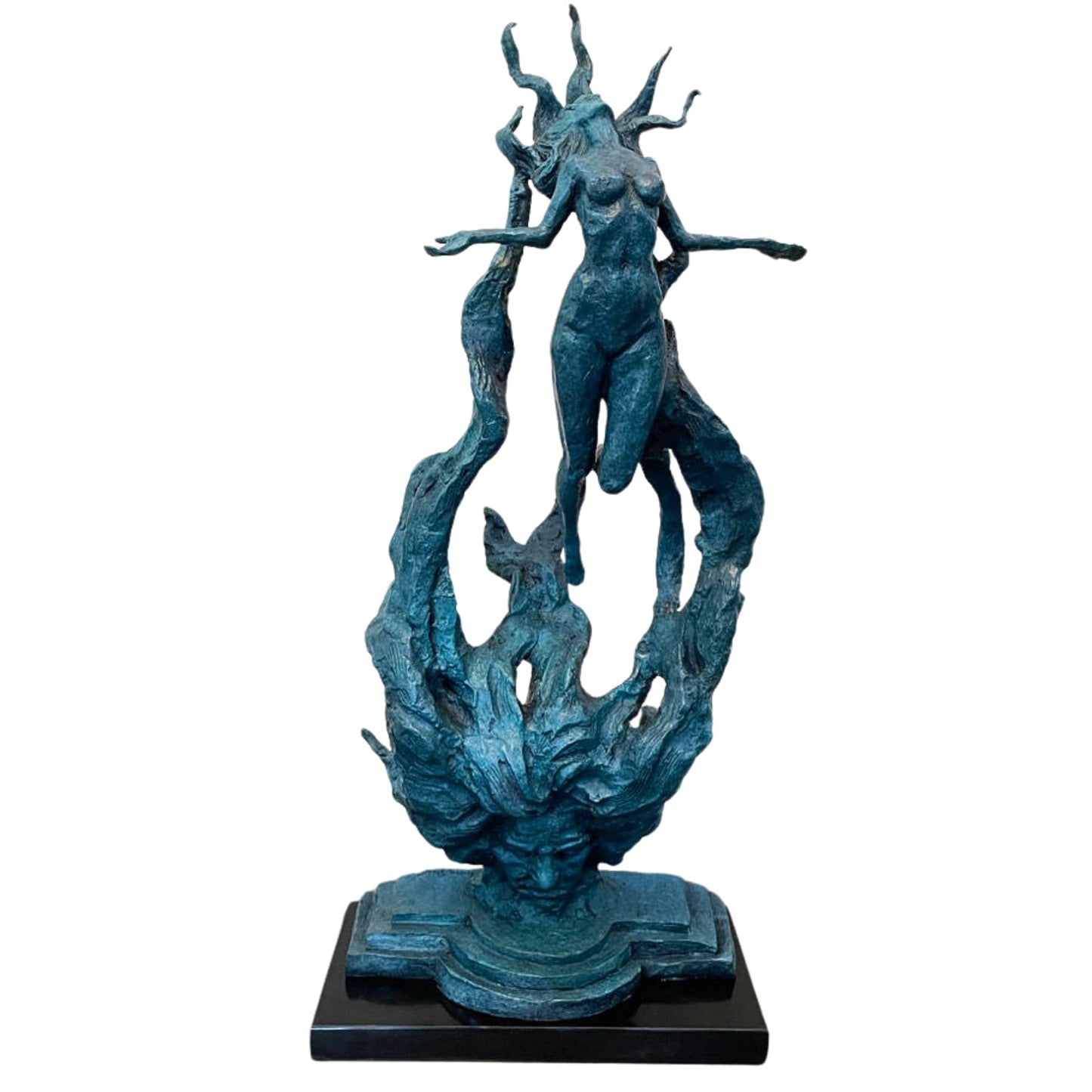 Beethoven Rhapsody Abstract Bronze Sculpture, 30.3'' Handmade Hot Casting Blue Patina Statue – Collectible Fine Art for Gallery, Museum, Home, Hotel Décor