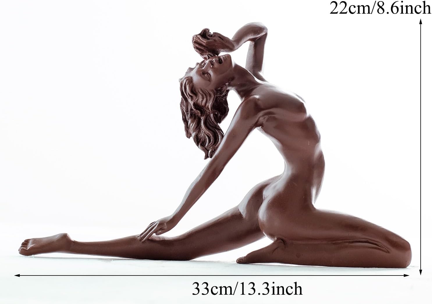 Nude Woman Bronze Sculpture –13.3" Long Real Bronze Casting Female Figurine, 100% Solid Copper Naked Art Statue, Elegant Body Pose, Handmade Tabletop Decor for Home & Office Display