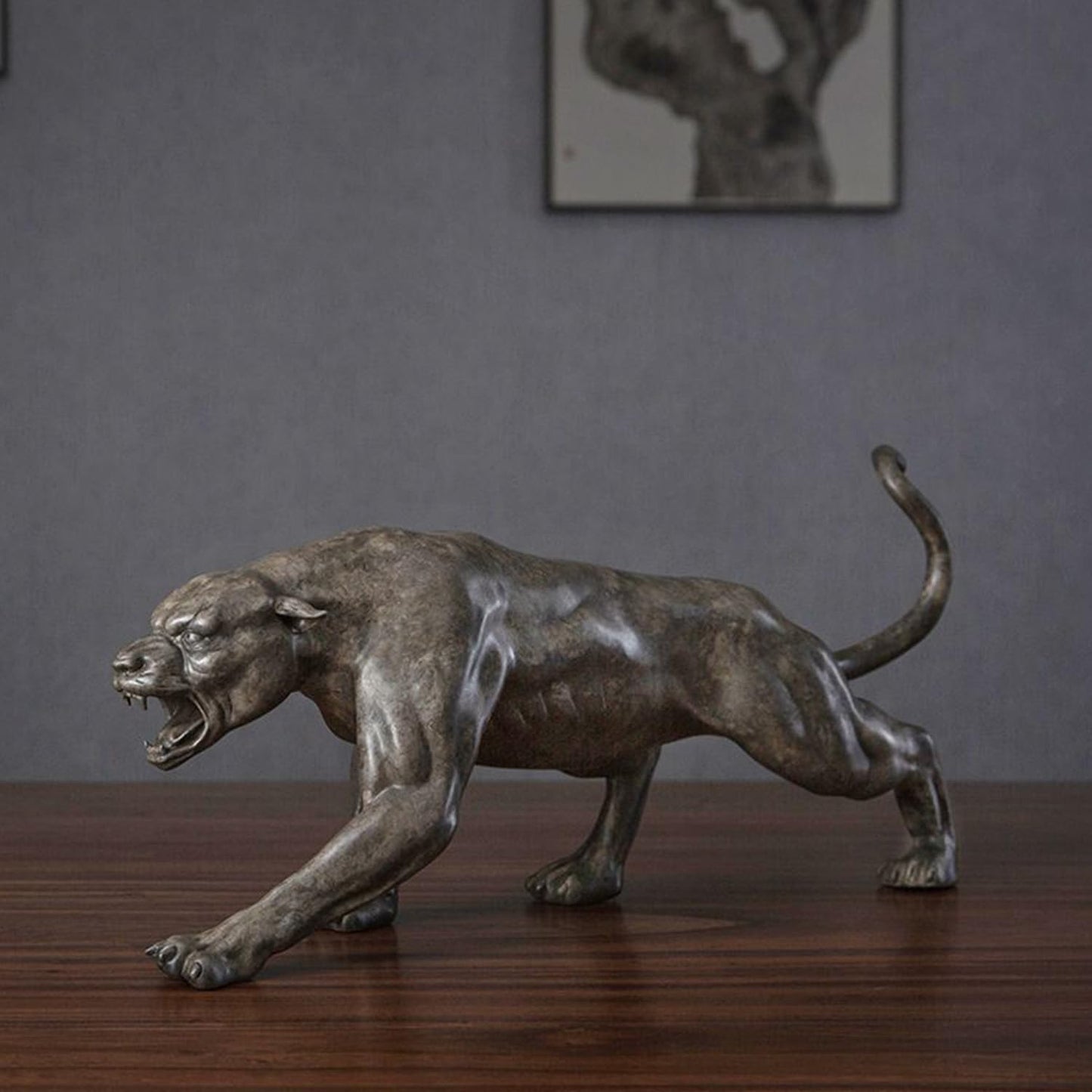 Bronze Wild Animal Leopard Statue Cheetah Panther Bronze Sculpture Desk Decorative Indoor Decor Ornament Gift