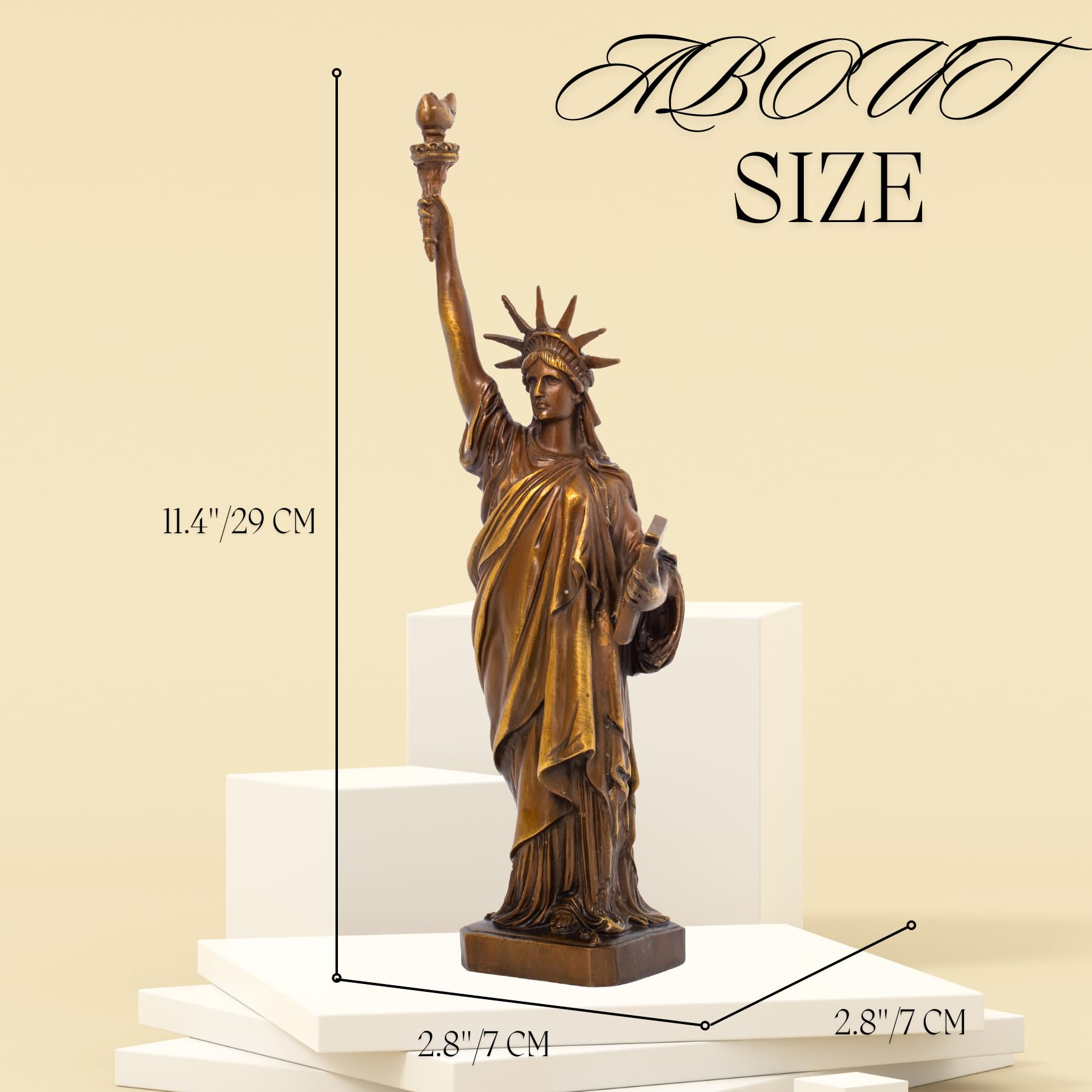 11.4" Statue of Liberty Bronze Sculpture - "Lady Liberty" Desktop Art Figurine - Real Hot-Cast Bronze Mythological Statue - Patriotic Gift & Luxury Office Decor - 29cm Heritage Edition