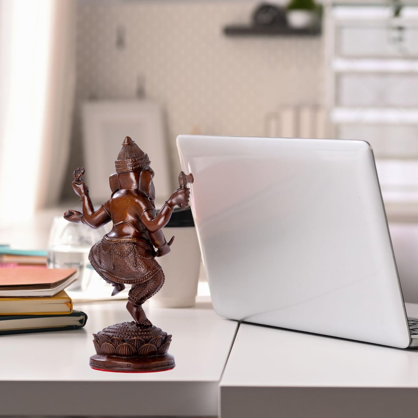 Bronze Ganesha Statue, 7.87" Lord Ganesha Figurine Standing on Lotus Pedestal, Hindu Elephant God of Success & Wisdom, Premium Hot Cast Bronze Spiritual Decor for Home & Office