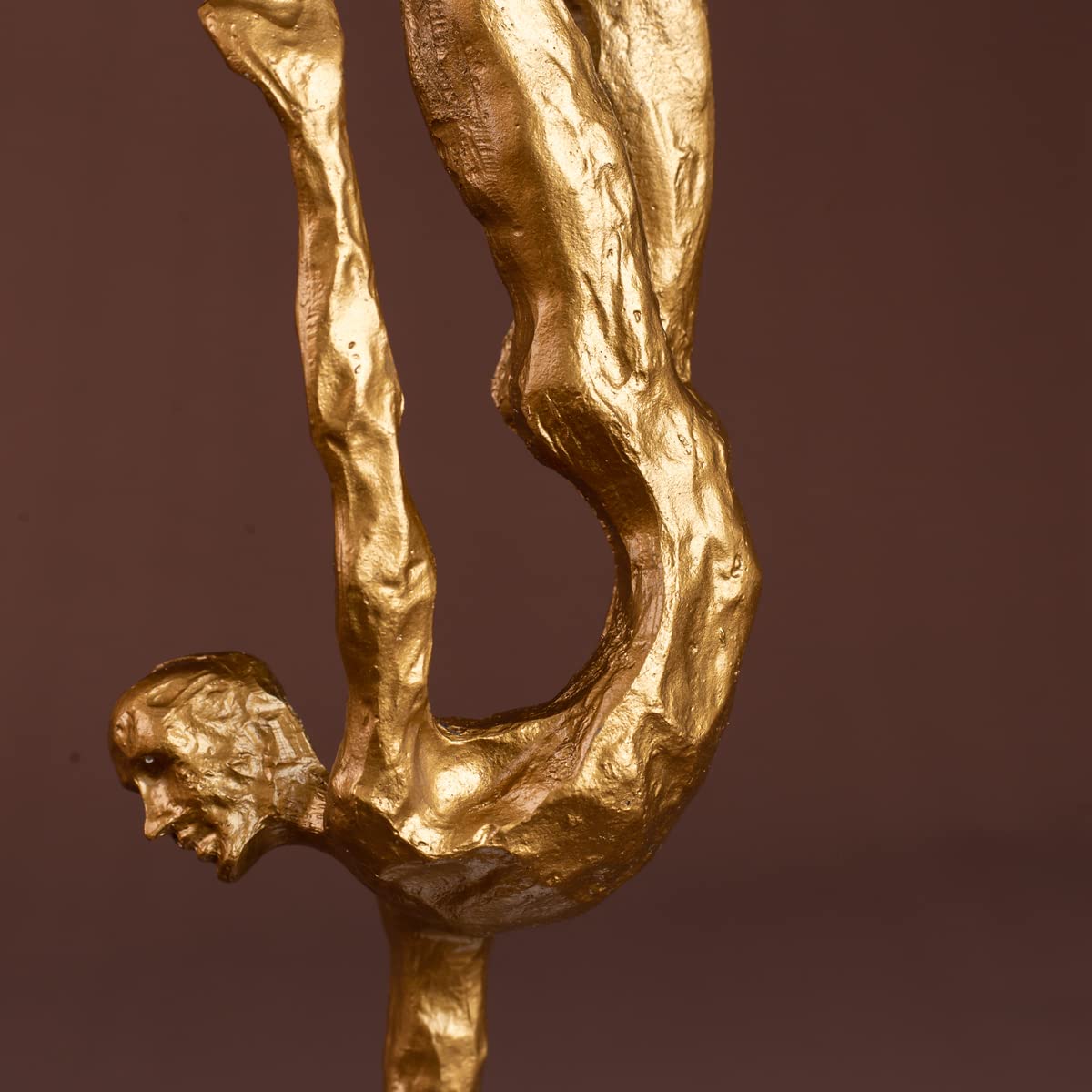 R REALONG 15.3'' Golden Metal Gymnastics Sculpture Sports Statue for Collection and Gift