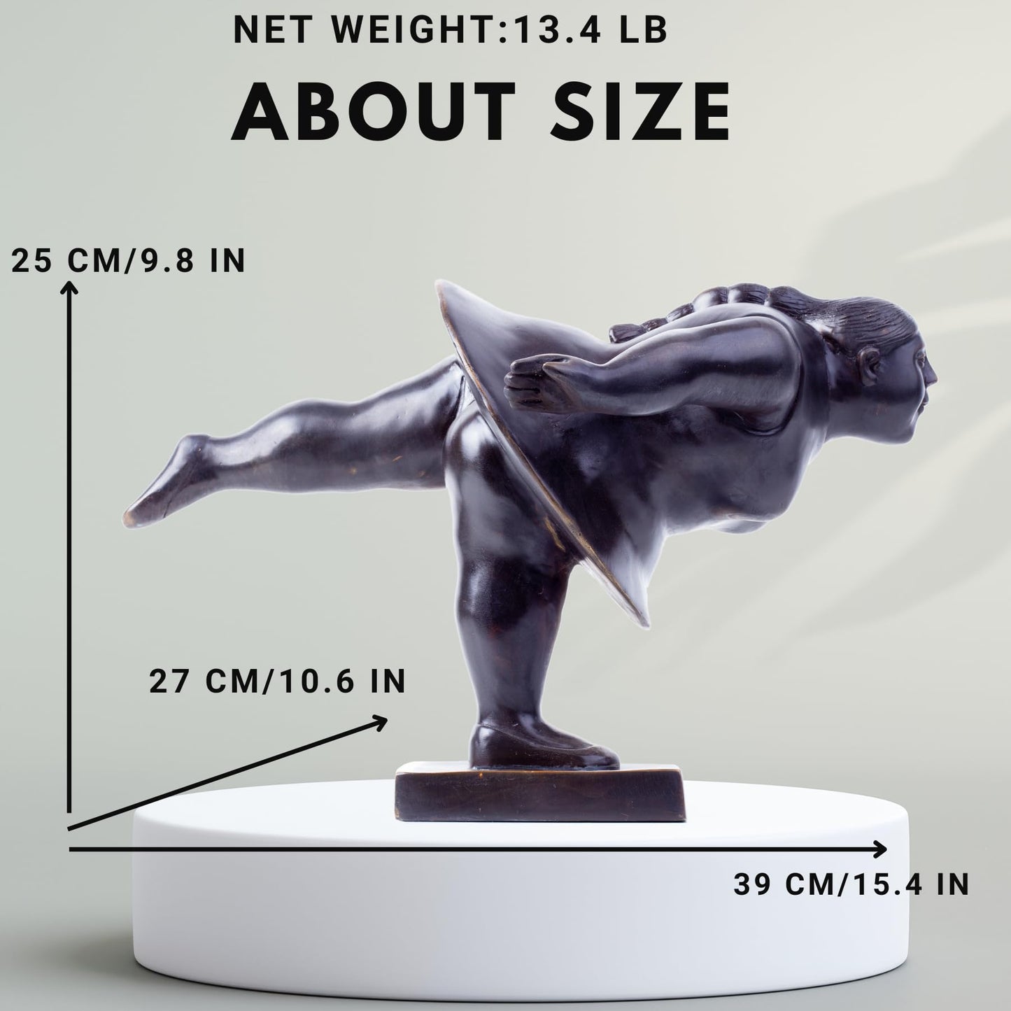 Fat Woman Statue Decor 100% Bronze Casting Female Yoga Sculpture Beautiful and Sturdy 10.6" Bronze Gift for Family and Friends