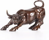 21cm Brass Gold Bull Figurine -Wall Street Bull Art Decor,Bull/Cow/Ox Figure Statues and Sculptures Home Office Decor