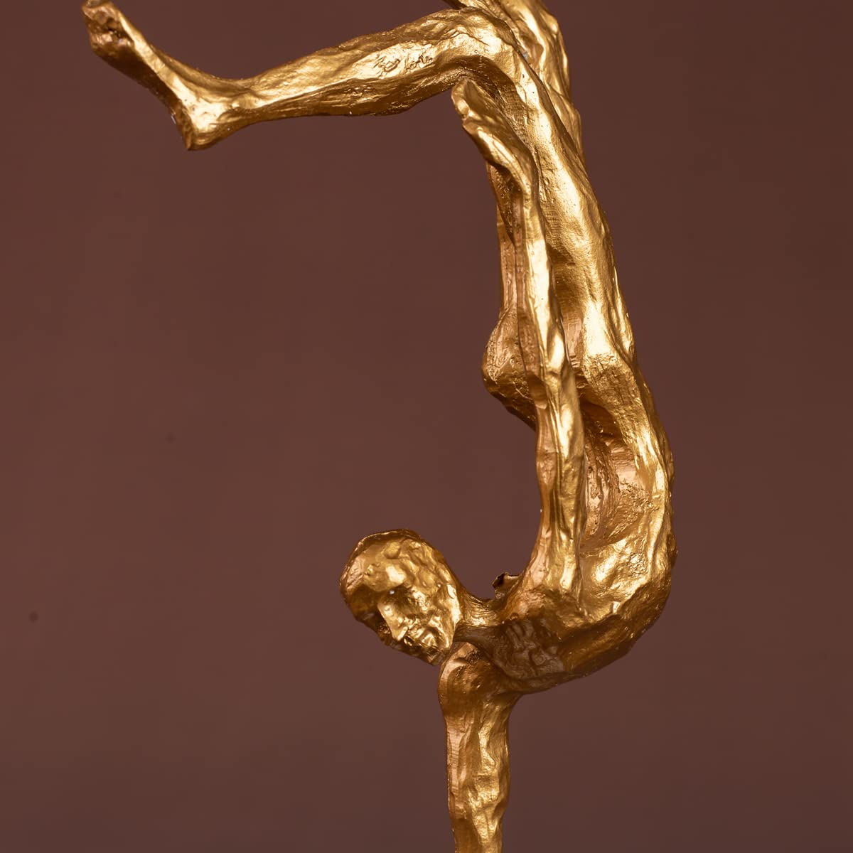 R REALONG 15.3'' Golden Metal Gymnastics Sculpture Sports Statue for Collection and Gift