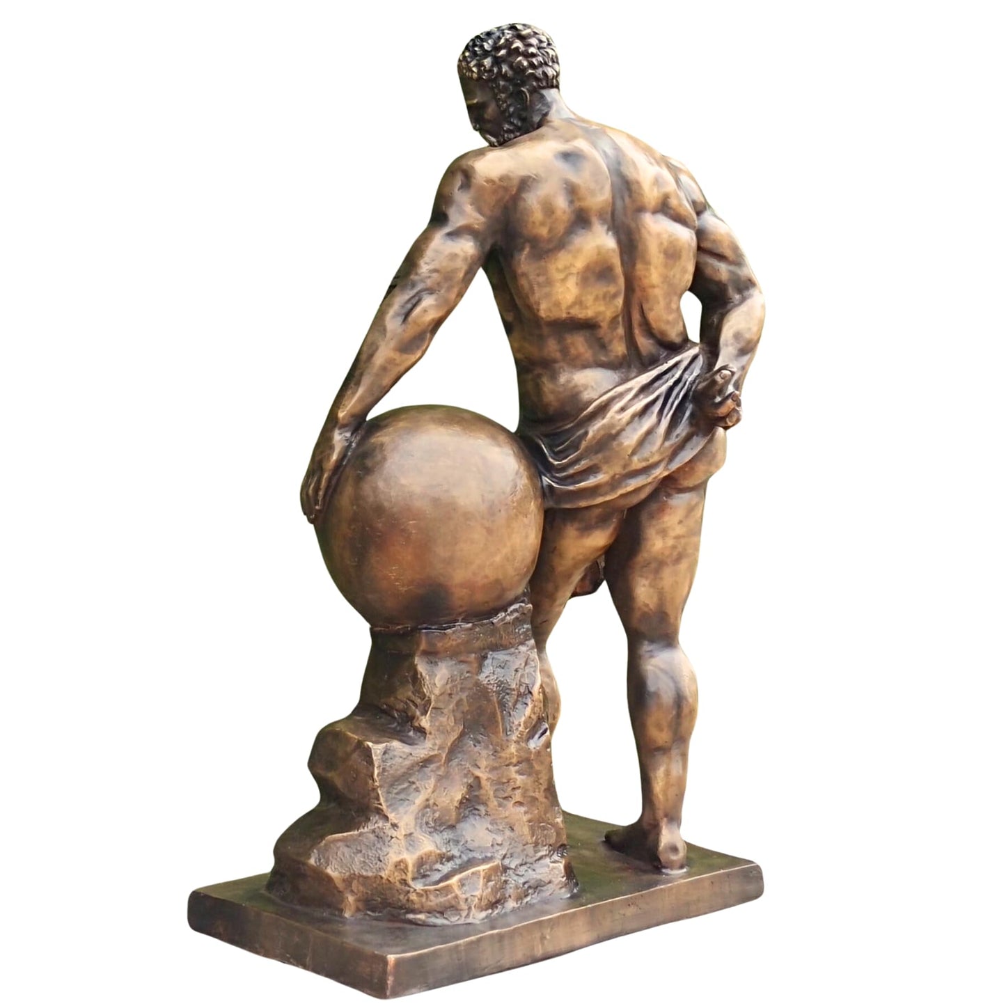 25.6-inch Atlas & Globe Bronze Sculpture - Greek Myth Bronze Powerful Hercules Statue - Perfect for Home, Office, Gallery, and Gift