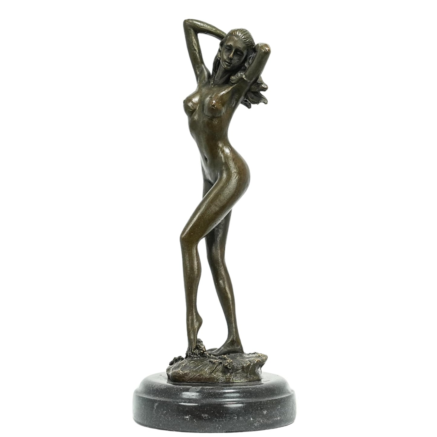 R REALONG 11.6" Sexy Nude Female Bronze Statue,Modern Nude Girl Naked Lady Artwork Bronze Figure Statues and Sculptures for Decoration, Collections and Important