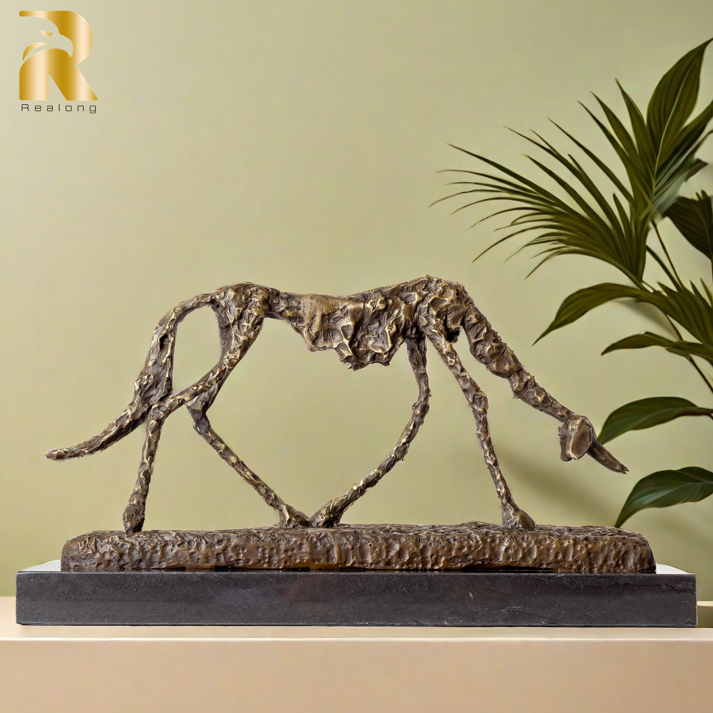 "The Dog" Bronze Sculpture Replica by Alberto Giacometti - Famous Abstract Bronze Animal Sculpture-Iconic Modern Art Statue for Home Decor and Collectors