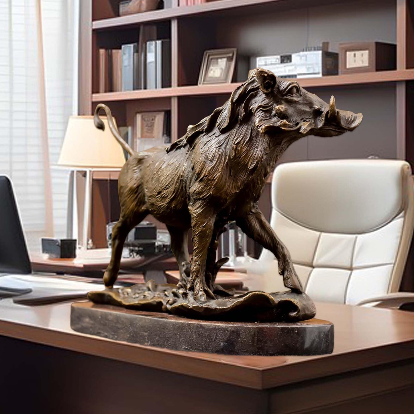 Wild Boar Pig Bronze Sculpture Statue, Chinese Classic Bronze Wildpig Figurine Figure Hot Cast Home Décor Collectible Artwork