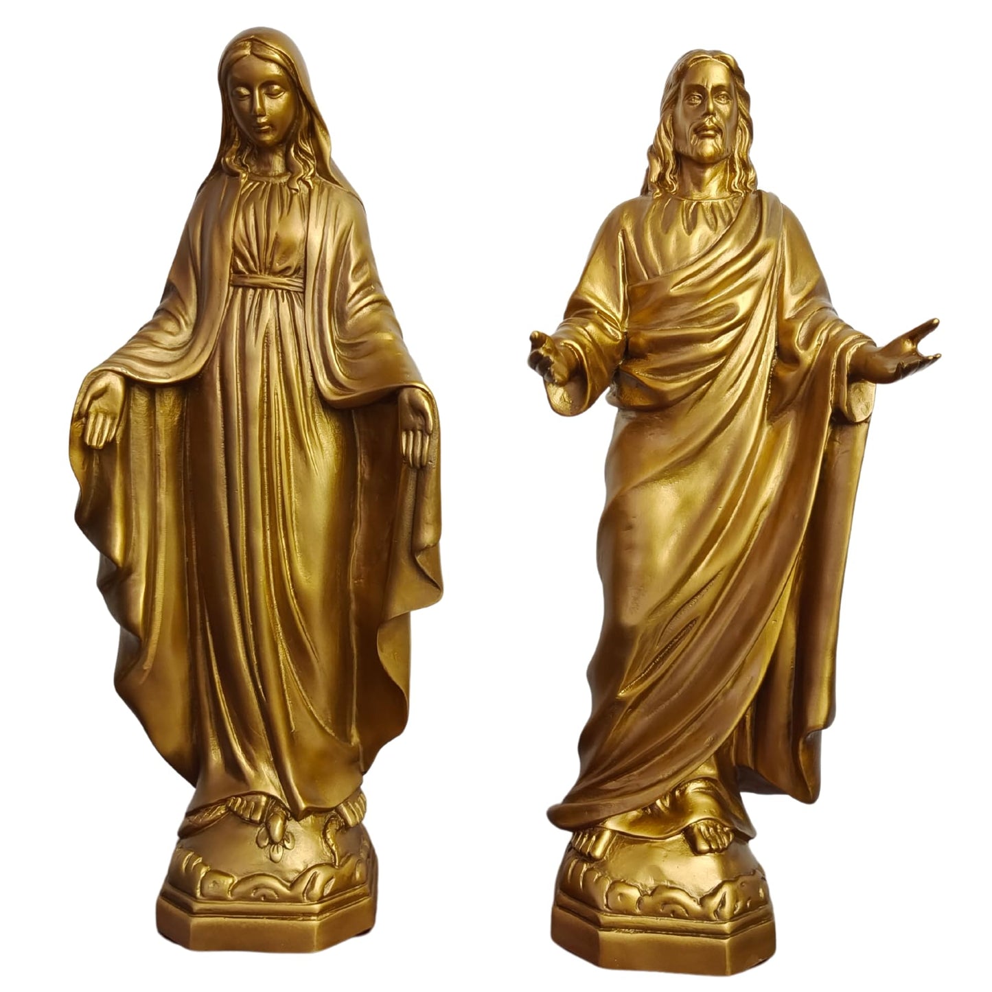 Golden Bronze Jesus Christ Statue - 10.6 Inch Religious Sculpture | Handcrafted Christian Decor for Home, Church, and Office | 3.3 LB Weight