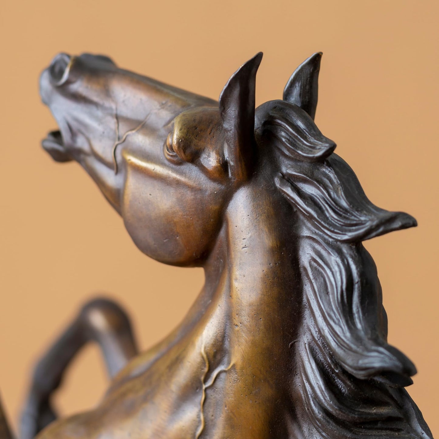 Rearing Horse Bronze Statue and Sculpture -H:23.6" Majestic Handcrafted Horse Sculpture for Home & Office Decor, Equestrian Art, and Unique Gift