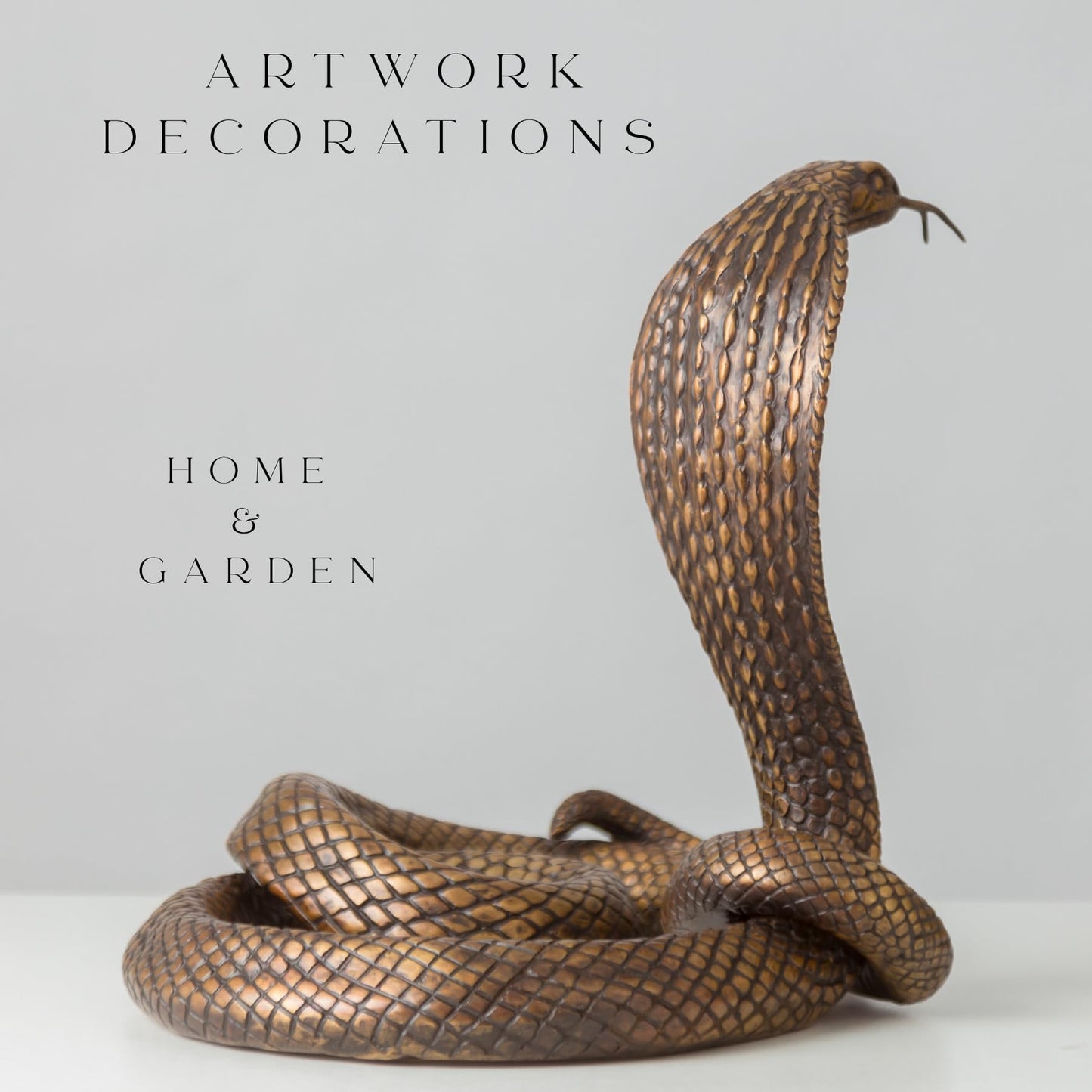 Bronze King Cobra Sculpture – 13.4" Handmade Solid Bronze Snake Statue with Striking Patina Finish – Lifelike Serpent Figurine for Home, Office, and Art Collectors – 22 lbs