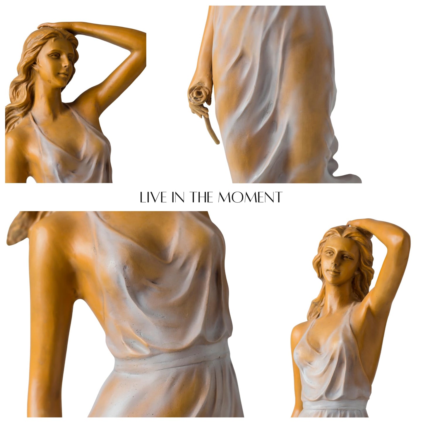 Elegant Bronze Woman Sculpture – 24.8" Tall Luo Li Rong Style Statue with Flowing Sheer Dress – Hot-Cast Solid Bronze Female Figurine – Graceful Home Art Decor for Living Room, Gallery, or Gift