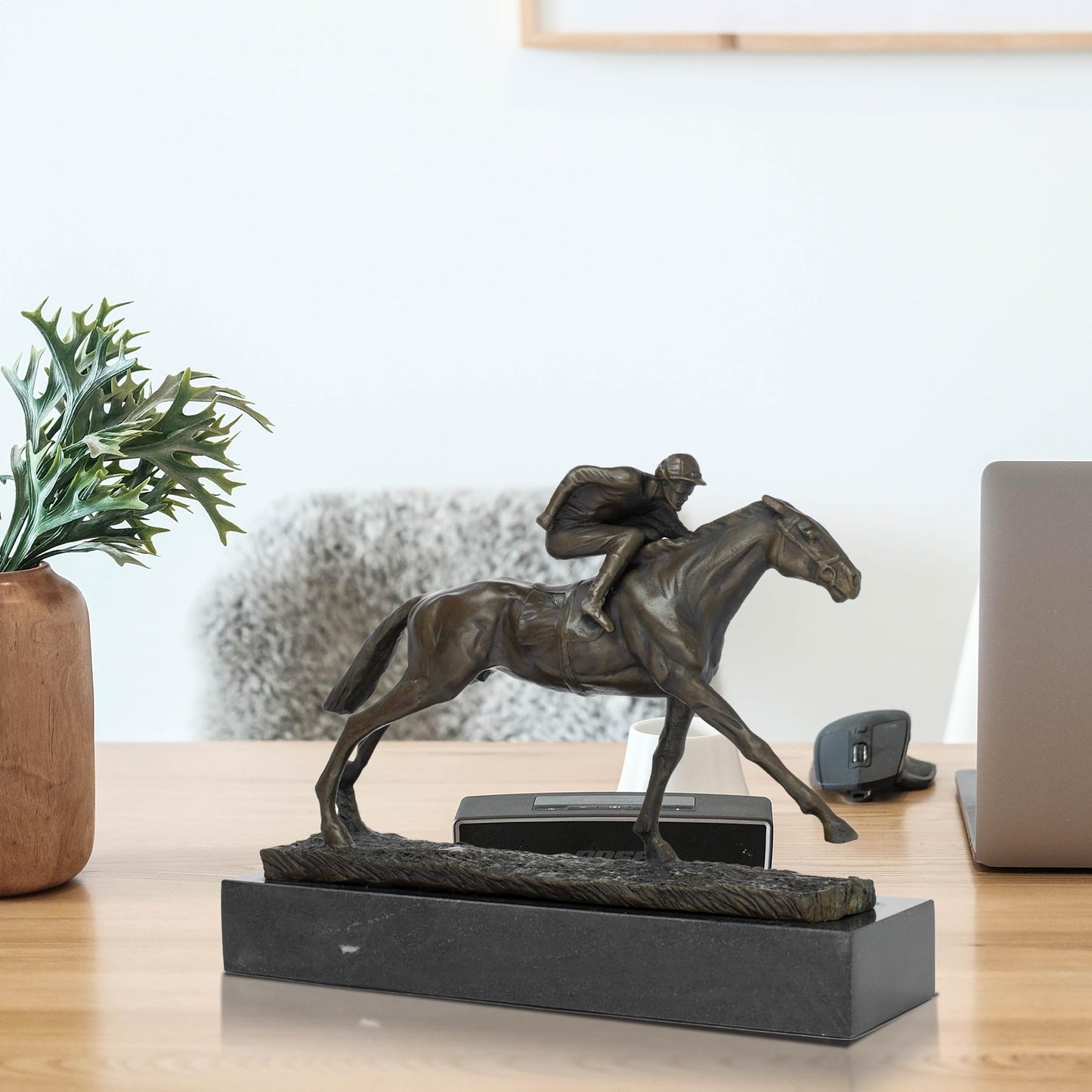 R REALONG First to The Post Bronze Equestrian Sculpture - After Pierre-Jules Mêne, Handcrafted Bronze Statue for Equestrian Enthusiasts, Art Collectors, and Luxury Gifts