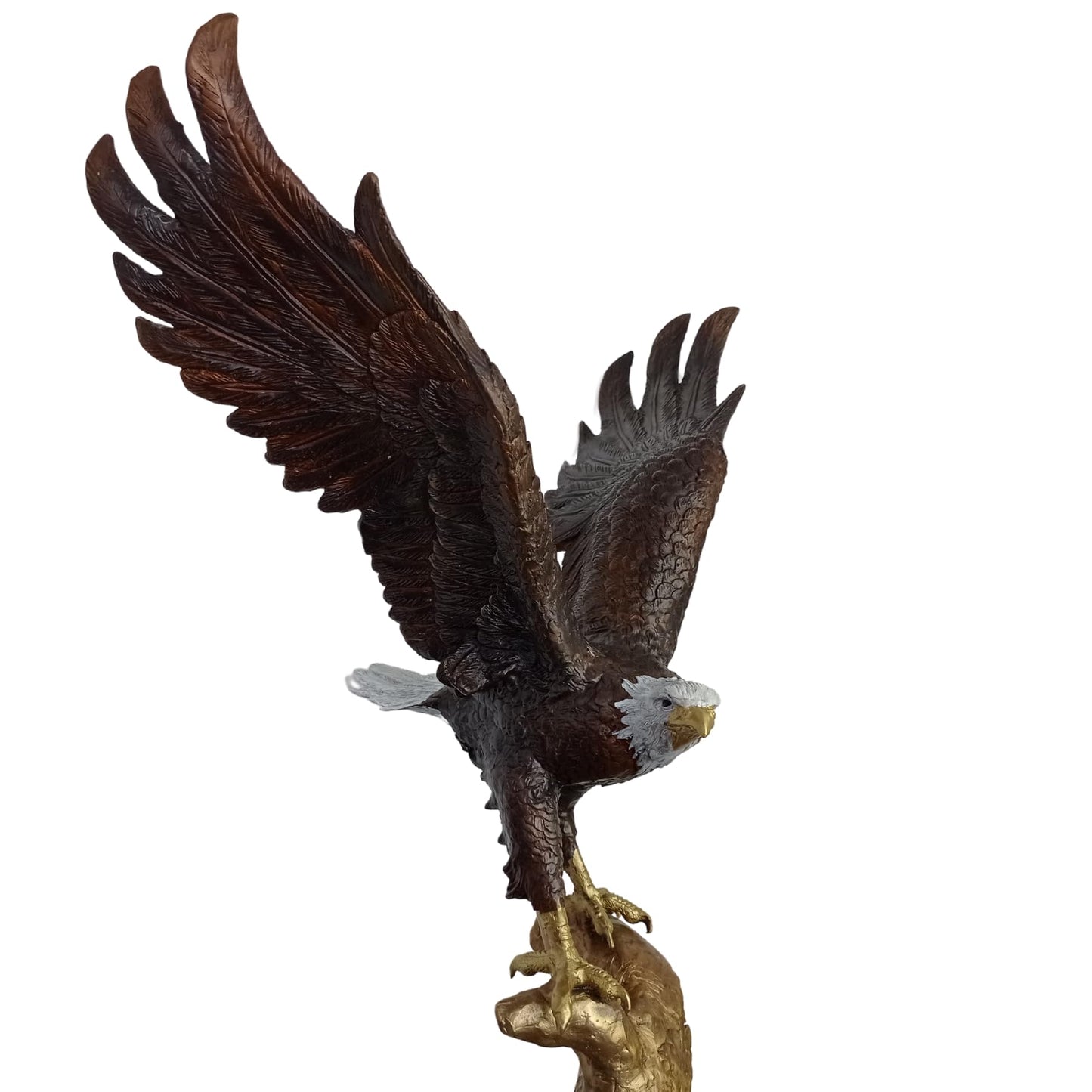 27.5" Bald Eagle Bronze Statue Large Bronze Eagle Sculpture Casting Wildlife Eagle Statues for Home Garden Decor