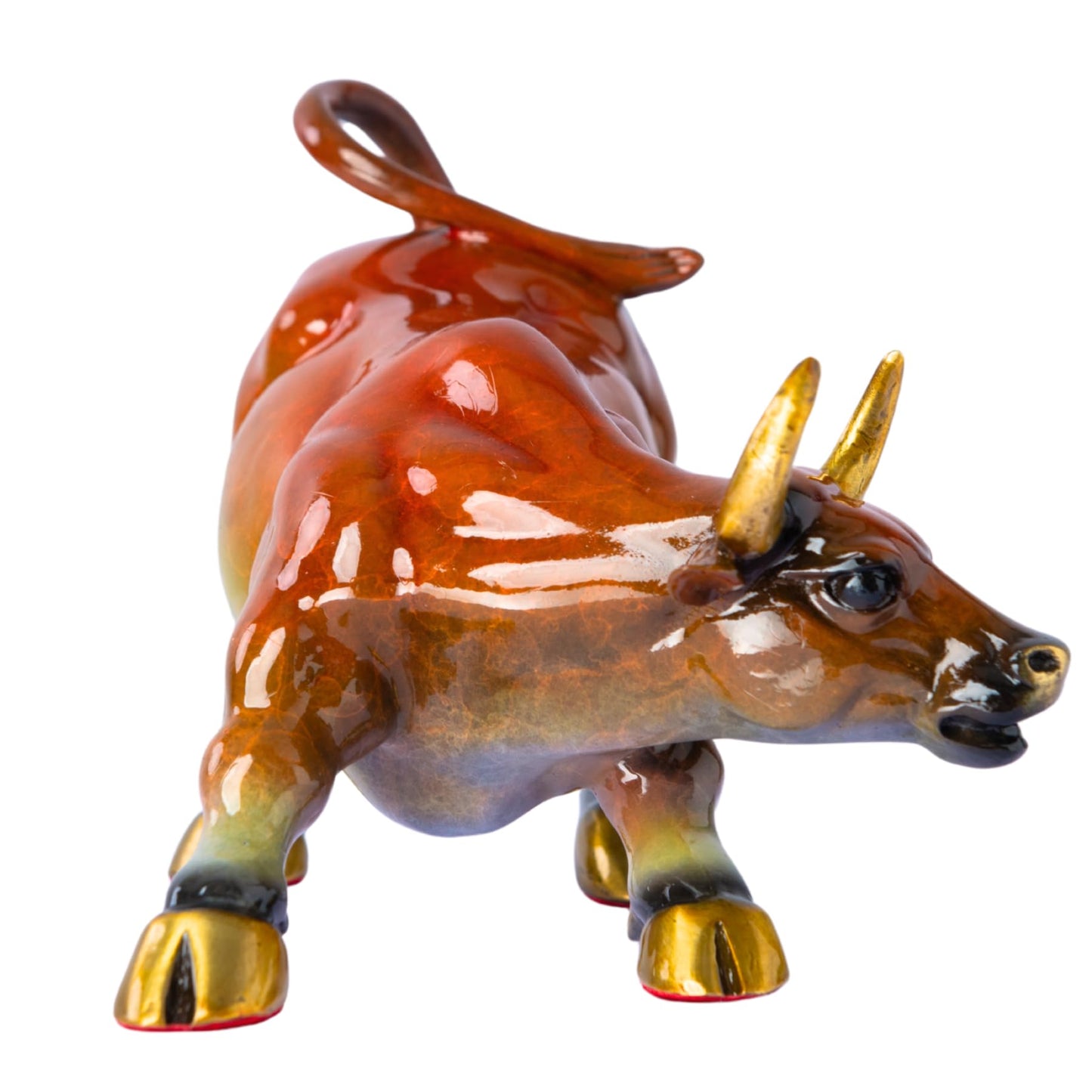 Wall Street Bull Bronze Statue – Hand-Painted Charging Bull Sculpture 8.3″ | Feng Shui Wealth & Stock Market Bull Figurine for Office Desk, Trading Room, Investor Gift & Home Decor