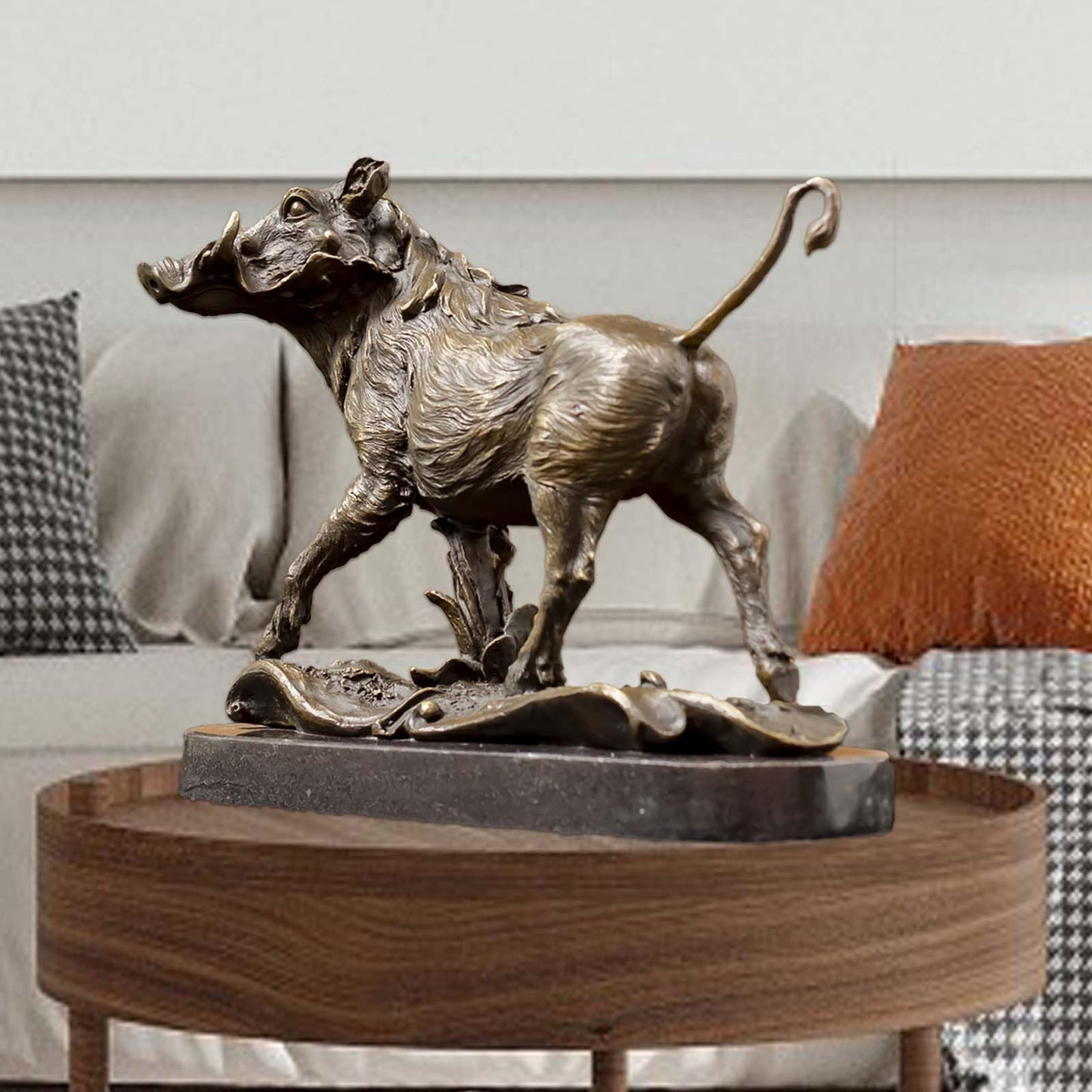Wild Boar Pig Bronze Sculpture Statue, Chinese Classic Bronze Wildpig Figurine Figure Hot Cast Home Décor Collectible Artwork
