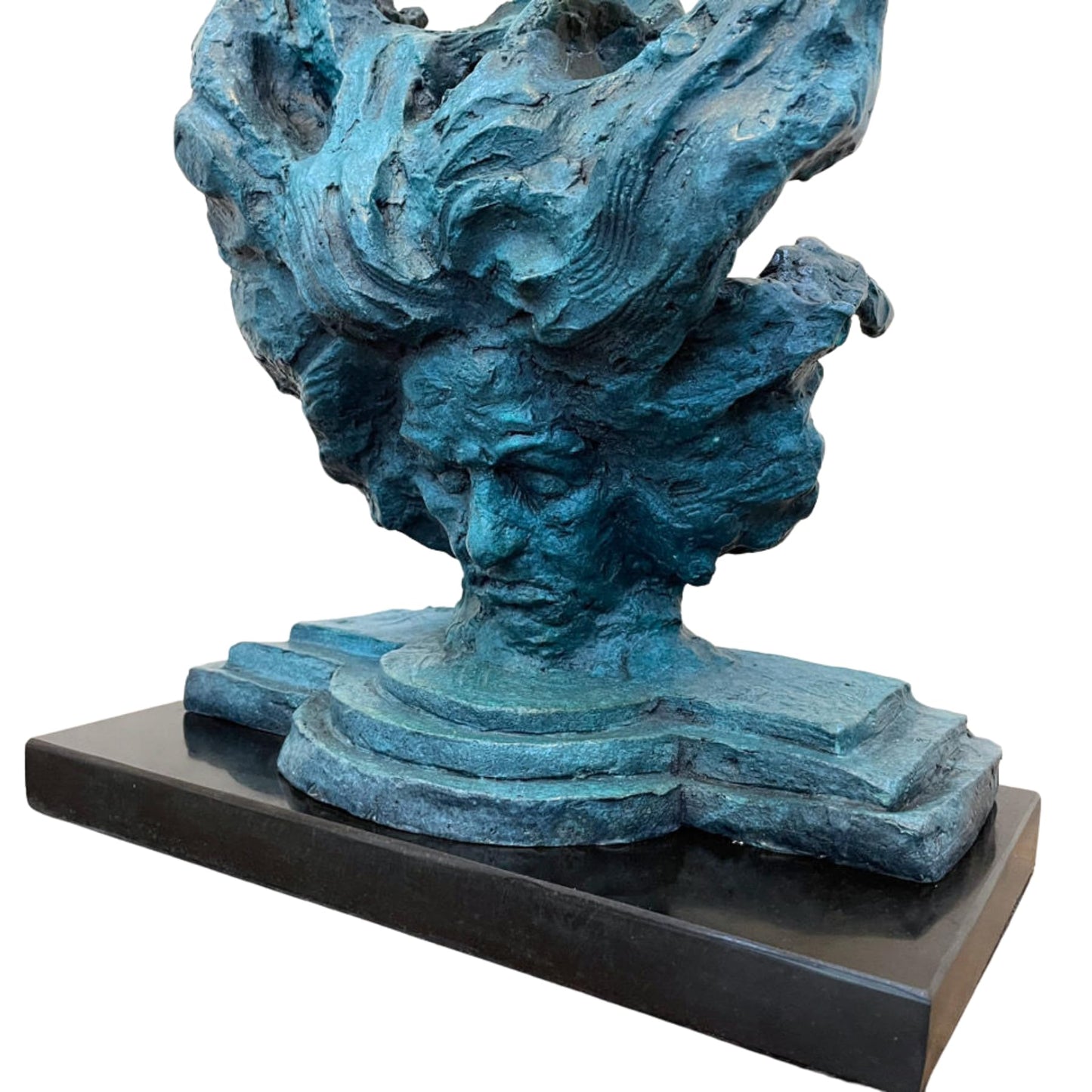 Beethoven Rhapsody Abstract Bronze Sculpture, 30.3'' Handmade Hot Casting Blue Patina Statue – Collectible Fine Art for Gallery, Museum, Home, Hotel Décor